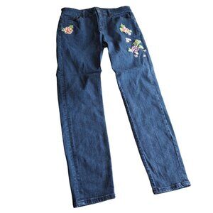 Lauren Ralph Lauren Denim Embroidered Skinny Jeans Womens Size 6 Blue